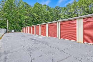 drive-up storage units at fenced West Georgia Self Storage on Old Bremen Rd in Carrollton GA