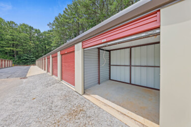 open drive-up storage unit at West Georgia Self Storage on Old Bremen Rd in Carrollton GA
