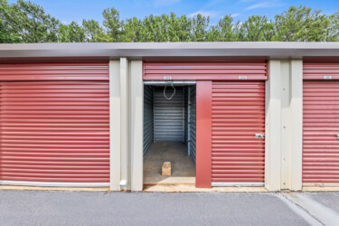 open drive-up storage unit at West Georgia Self Storage on Old Bremen Rd in Carrollton GA